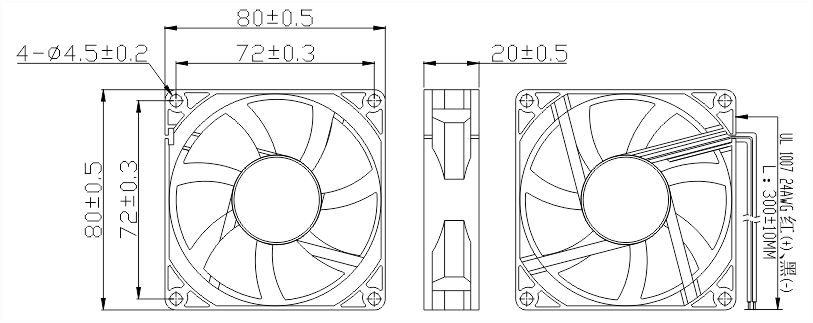 12v直流風扇8020安裝尺寸圖