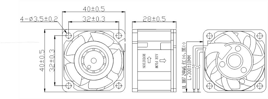 4028散熱風(fēng)扇安裝尺寸圖